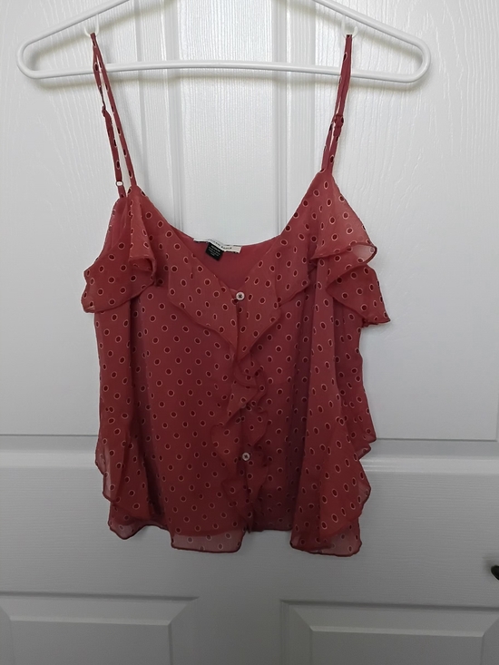 American Eagle Outfitters Tops - American Eagle‎ Outfitters Dusty Rose Eyelet Ruffle Camisole